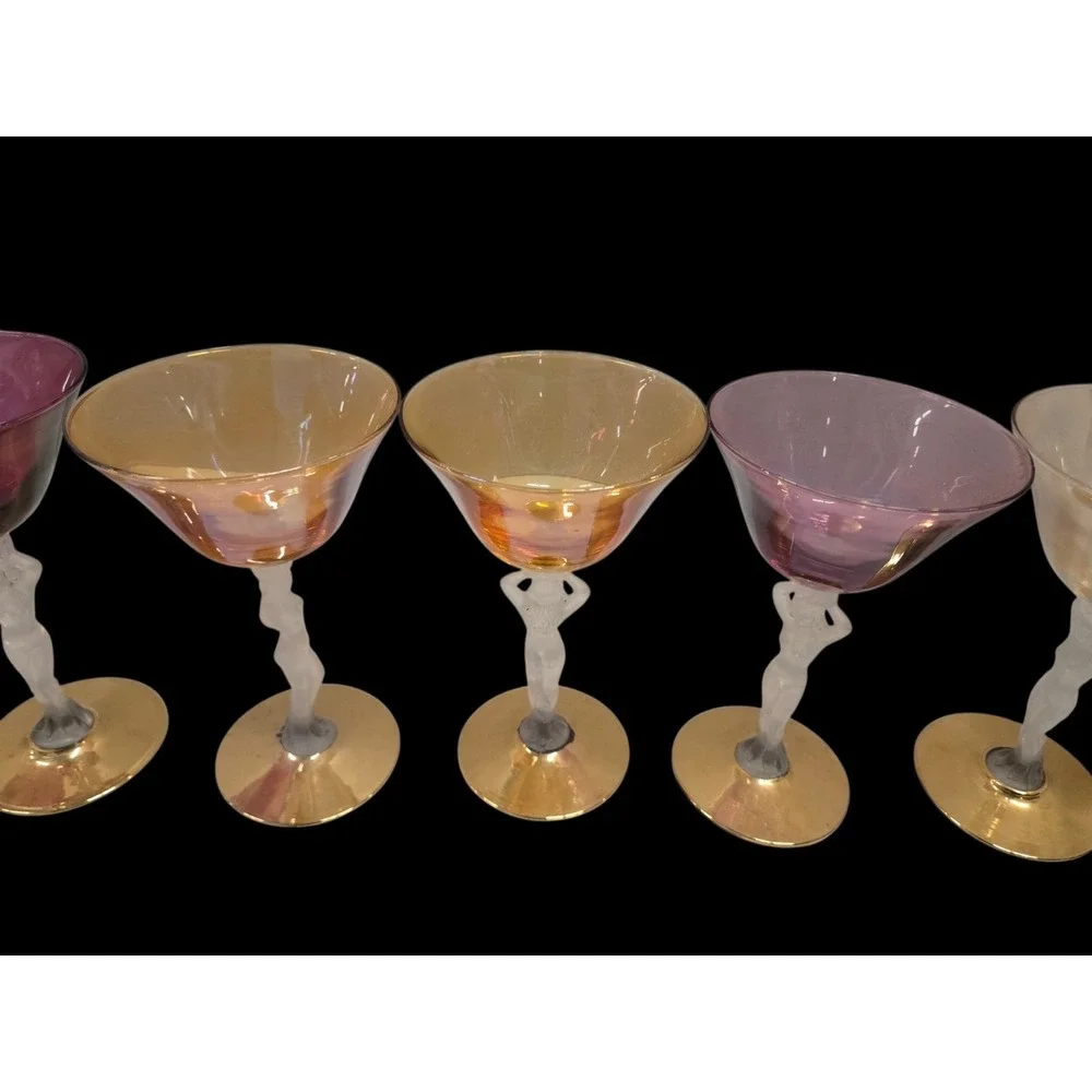 6 RARE VINTAGE AUTHENTIC BAYEL BACCHANTE COLORED GLASSES